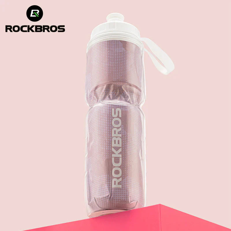 Rockbros INSULATED CYCLING Sports WATER BOTTLE with handle 670ml ALUMINUM and LEAK PROOF