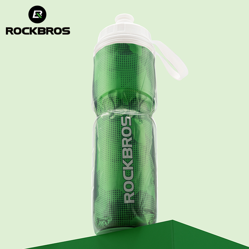 Rockbros INSULATED CYCLING Sports WATER BOTTLE with handle 670ml ALUMINUM and LEAK PROOF
