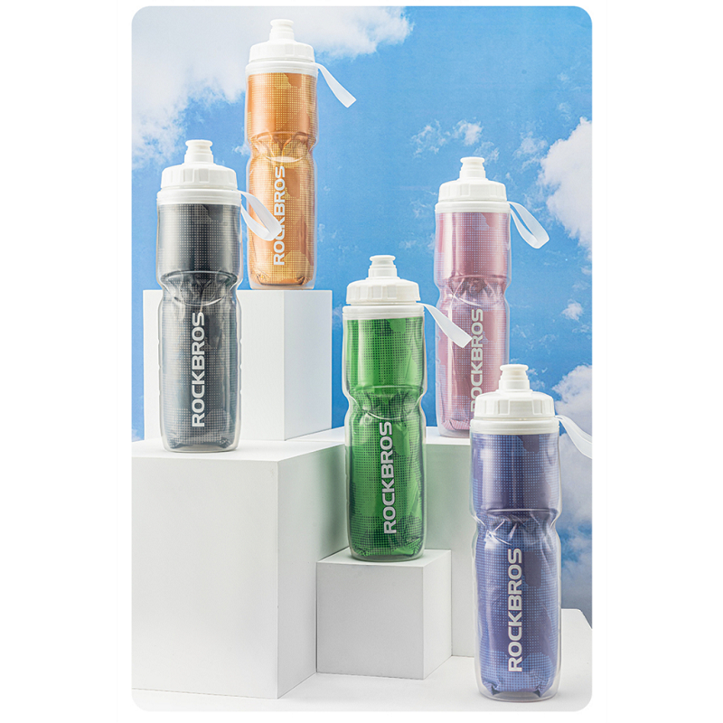 Rockbros INSULATED CYCLING Sports WATER BOTTLE with handle 670ml ALUMINUM and LEAK PROOF