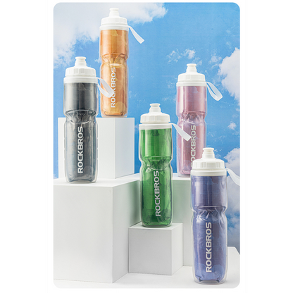 Rockbros INSULATED CYCLING Sports WATER BOTTLE with handle 670ml ALUMINUM and LEAK PROOF