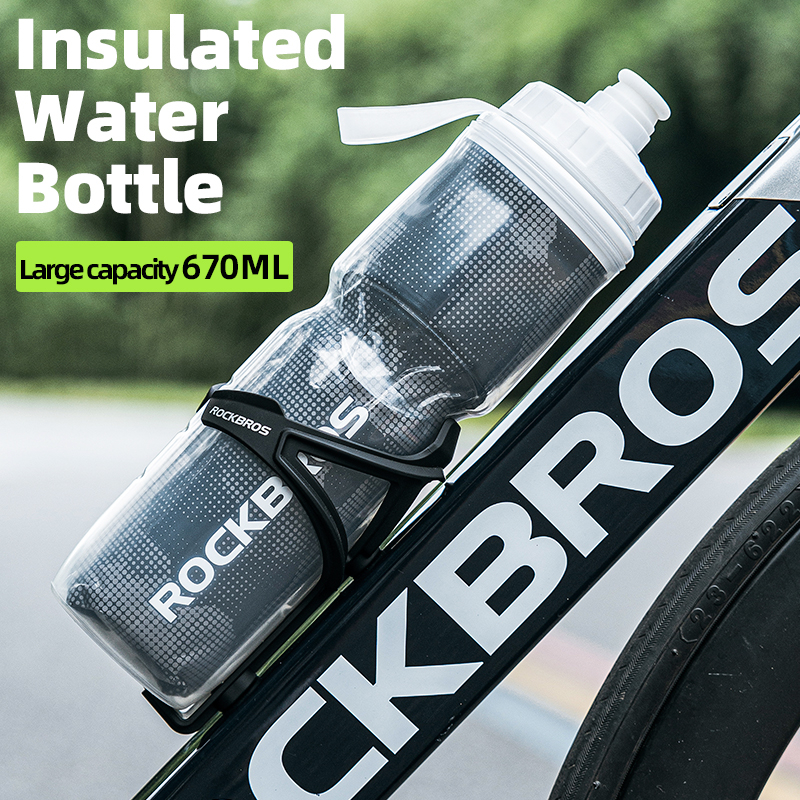 Rockbros INSULATED CYCLING Sports WATER BOTTLE with handle 670ml ALUMINUM and LEAK PROOF