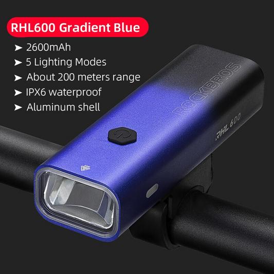 Rockbros HEADLIGHTS BICYCLE FRONT LIGHT 600 Lumen LED Rechargeable
