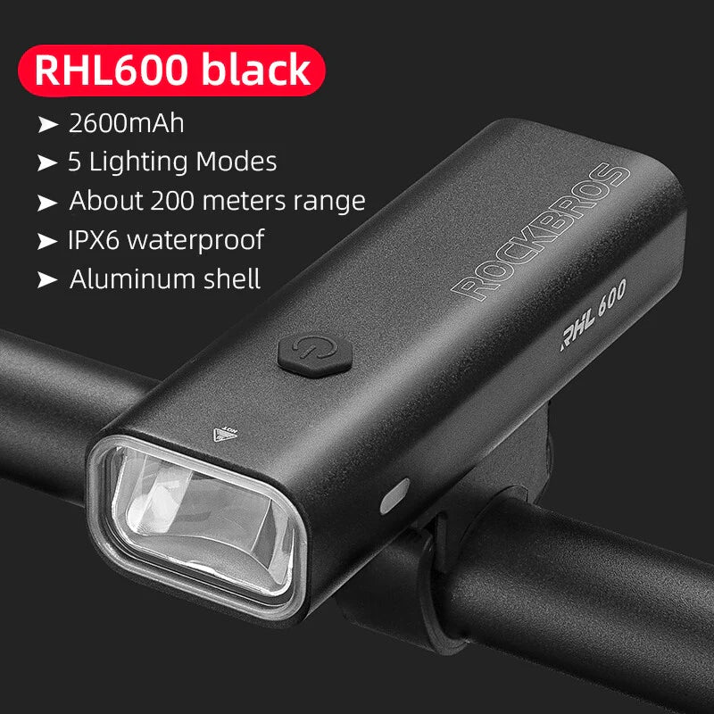 Rockbros HEADLIGHTS BICYCLE FRONT LIGHT 600 Lumen LED Rechargeable