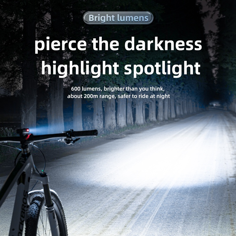 Rockbros HEADLIGHTS BICYCLE FRONT LIGHT 600 Lumen LED Rechargeable