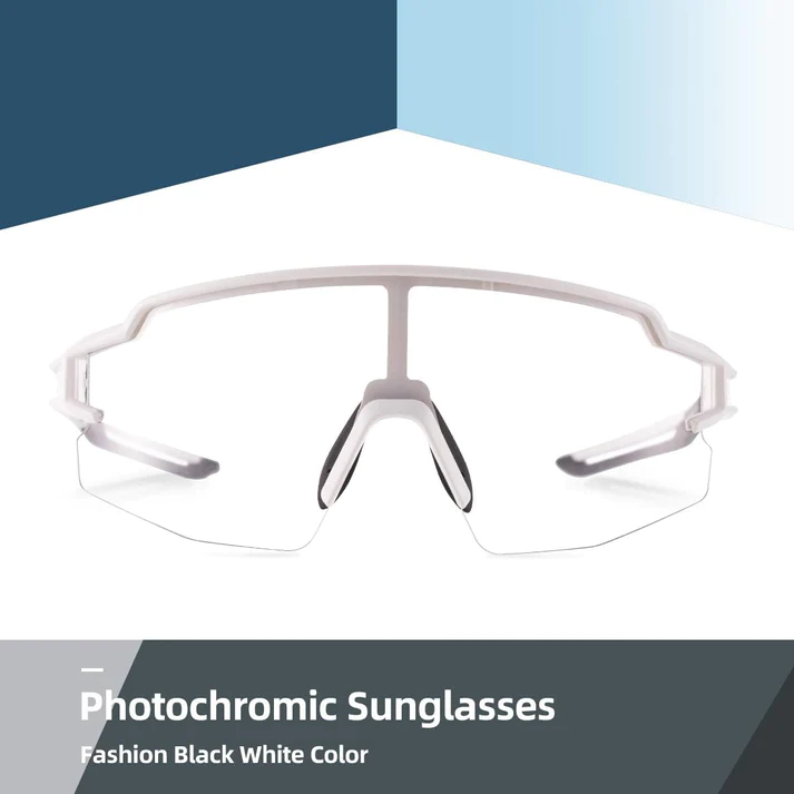 Rockbros Half Frame UV400 PHOTOCHROMIC SPORTS GLASSES - WHITE
