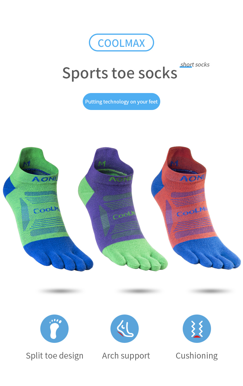 Aonijie  E4837 Low-Cut Running TOE SOCKS 3 Pairs - MEDIUM