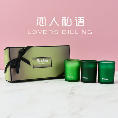 3in1 Menahem Aroma SCENTED CANDLE -GREEN w/ Gift Box