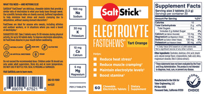 SaltStick Electrolyte Fastchews - Tart Orange - Bottle 60ct(CHEWABLE)