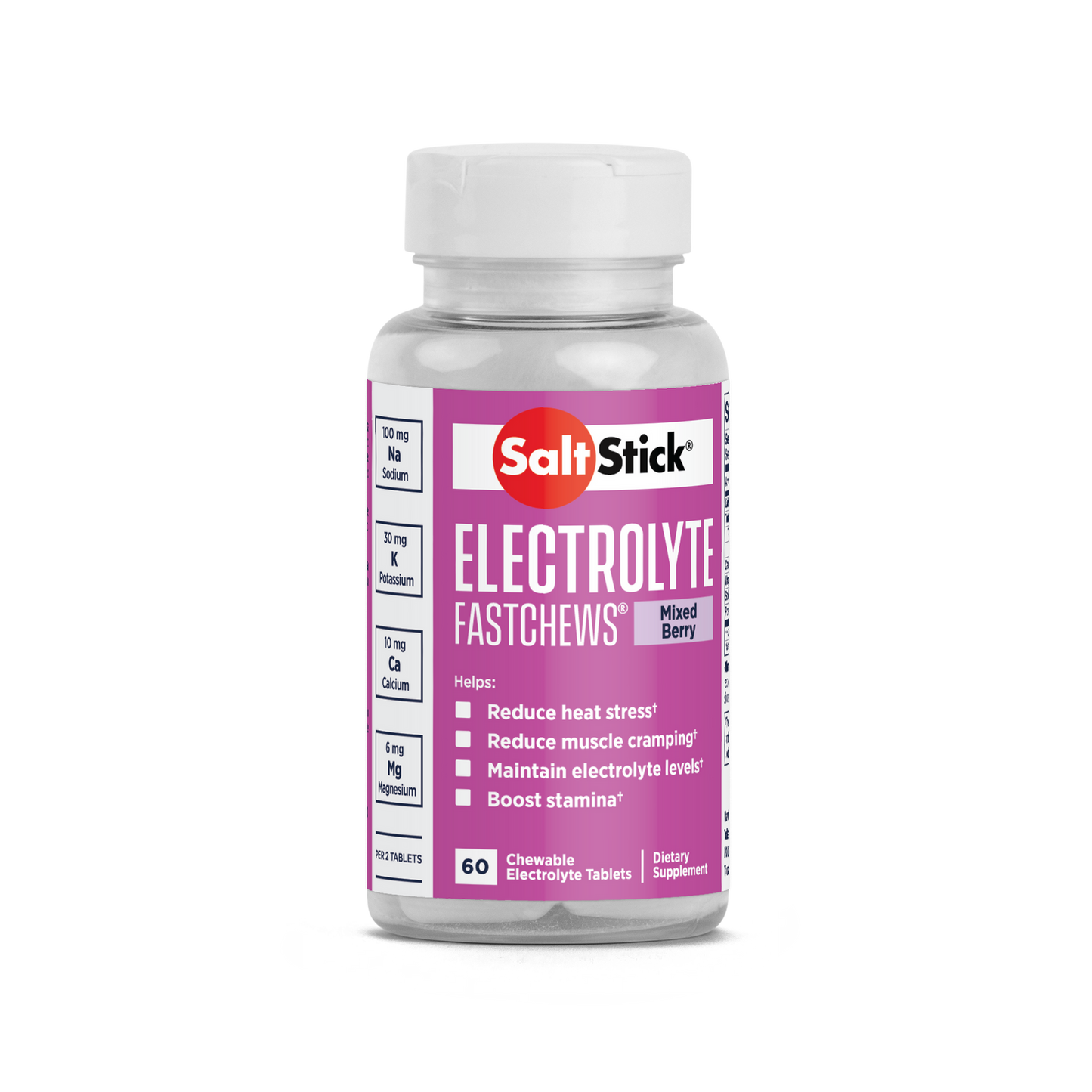 Saltstick Electrolyte Fastchews - Mixed Berry - Bottle 60ct (FAST DISSOLVING CHEWS)
