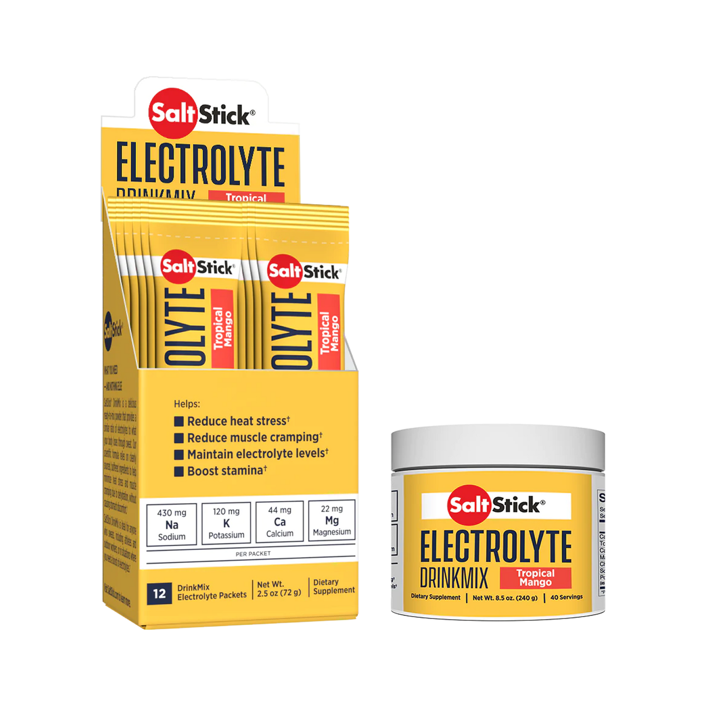 SaltStick Electrolyte DrinkMix - Tropical Mango - 40 Servings Tub