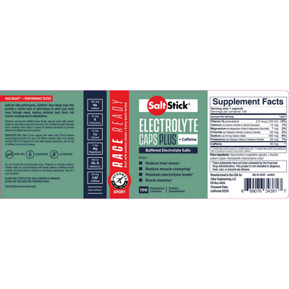 SaltStick Race Ready Electrolyte Caps Plus + Caffeine - Packet 4ct