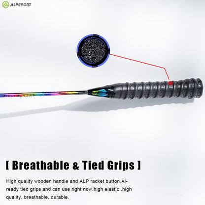 ALP SPORT 1pc XC Carbon Fiber Badminton Racket 100% Full Carbon Fiber