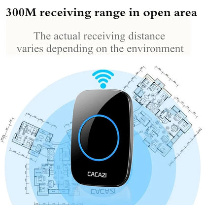 CACAZI Wireless Doorbell Waterproof - Black 2 Button / 1 Receiver
