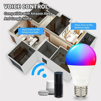 Tuya Bluetooth 5.0 Smart Light Bulb 9W E27 Wireless Smart Life APP Control Dimming RGB+CW+WW LED Color Changing Light Support Bluetooth Remote Control