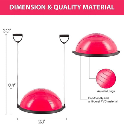 TOPKO Half Ball Diameter: 58cm MULTIPURPOSE Two workout FLAT BASE & YOGA BALL 660Lbs PORTABLE DESIGN