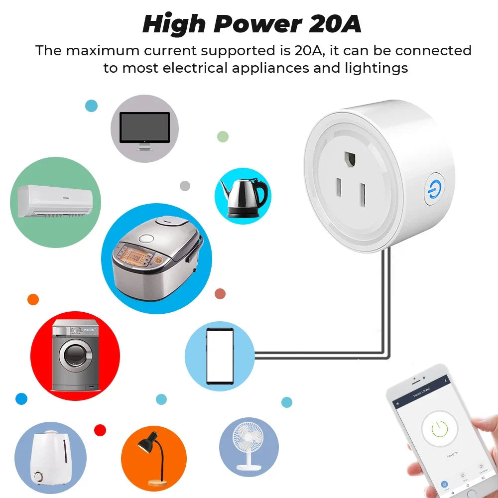 Power Monitor 16A Tuya Smart Zigbee  Socket Plug US Wireless Control Outlet  with Energy Monitoring Electrical Timer Works with Alexa Google Home