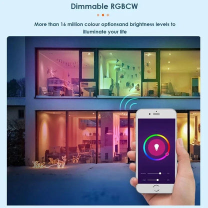 Tuya Bluetooth 5.0 Smart Light Bulb 9W E27 Wireless Smart Life APP Control Dimming RGB+CW+WW LED Color Changing Light Support Bluetooth Remote Control