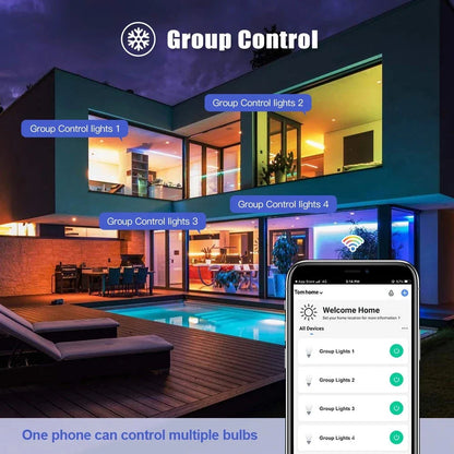 Tuya Bluetooth 5.0 Smart Light Bulb 9W E27 Wireless Smart Life APP Control Dimming RGB+CW+WW LED Color Changing Light Support Bluetooth Remote Control