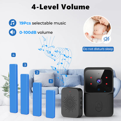 Smartrul Tuya Wireless Intelligent Wi-Fi Doorbell  Outdoor High-Definition Camera - BLACK 1/2