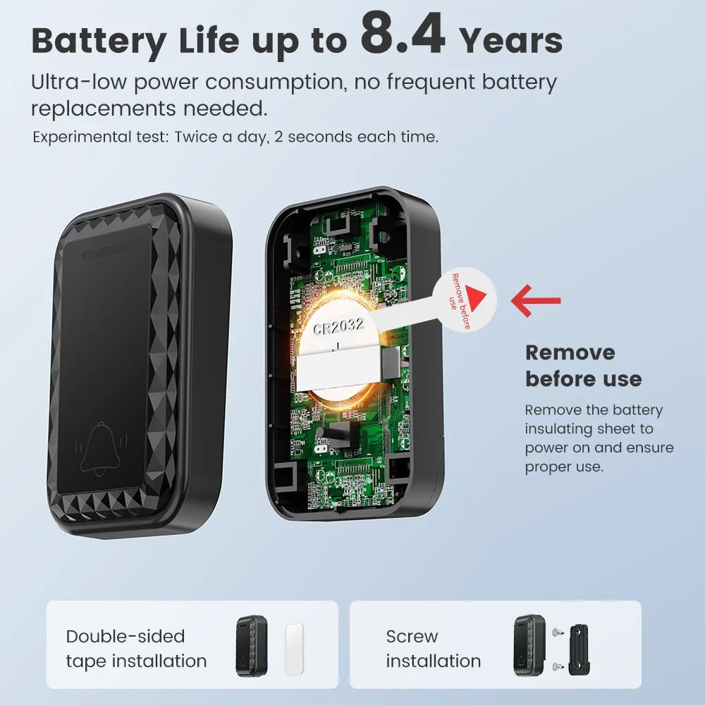 SMATRUL WIRELESS DOOR BELL - BLACK 2 BUTTON / 3 RECEIVERS