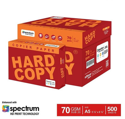 1 BOX HARD COPY Copier Paper SUB 20 70gsm  5 REAMS/BOX ( Short,long , A4 & A5)