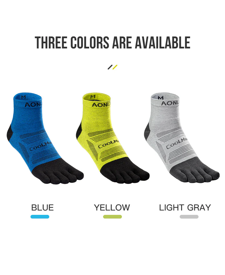 Aonijie E4840 SPORTS (mid-length) FIVE FINGER SOCKS Set of 3 Model no. E4840 QUARTER