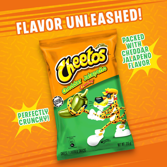 1 CASE - Cheetos Crunchy Cheddar Jalapeño Cheese Flavored Snack 215g x 10