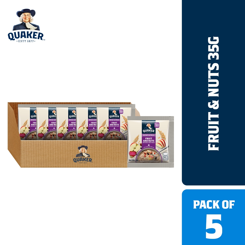 1 CASE - Quaker Instant Oatmeal Fruit and Nuts (5 x 35g) 24 Packs