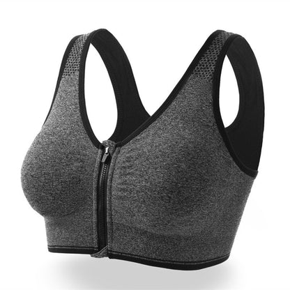 Women's SPORTS BRA Front Zipper Shock-proof Wire-free Breathable Material To Keep you COOL AND DRY
