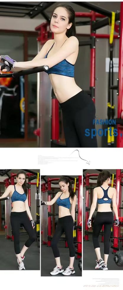 Quick-drying Breathable Wire-free SPORTS BRA (Black & Blue)