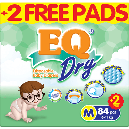 EQ Dry Mega Pack 84's Tape Baby Diaper (6-11kg) -Medium