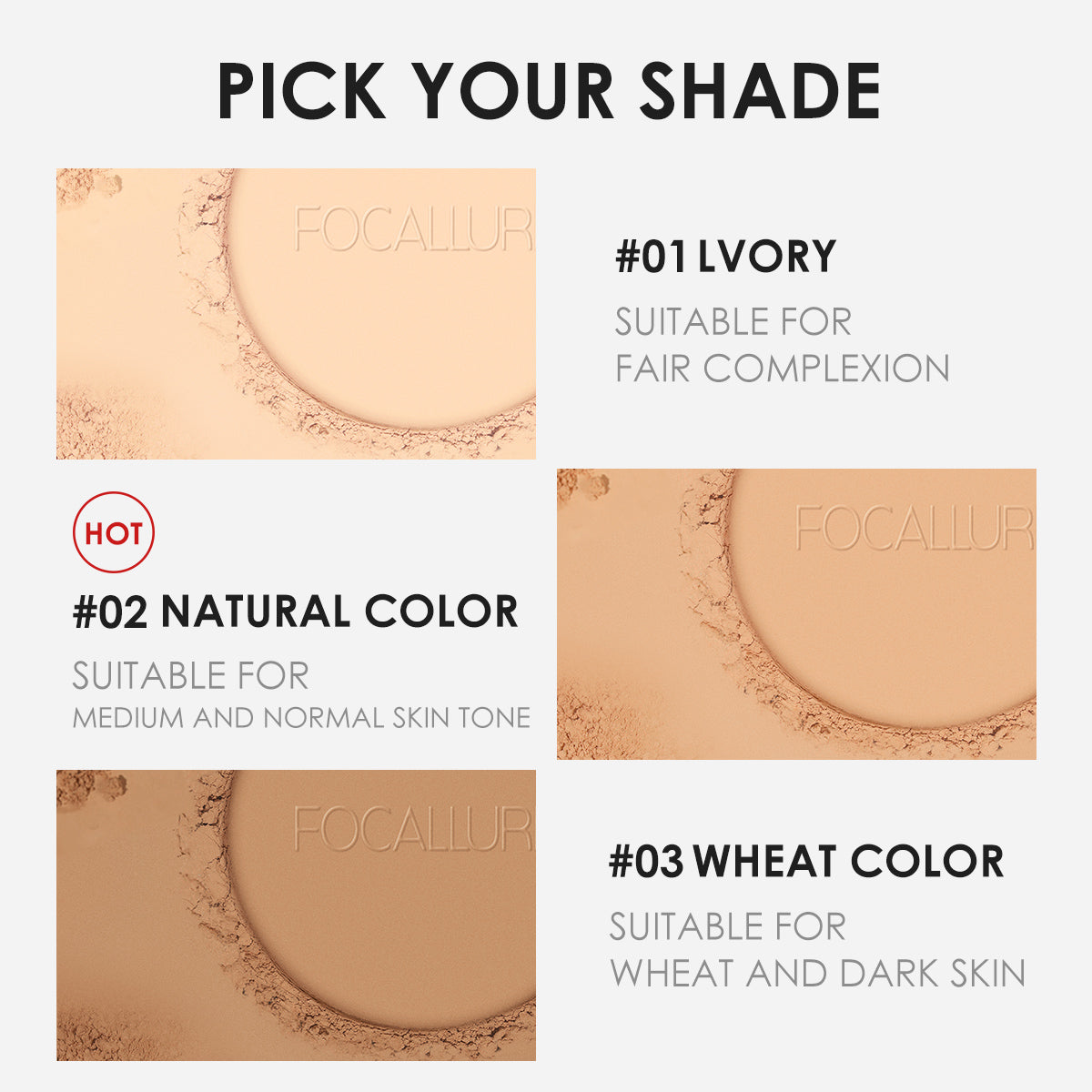 Focallure Waterproof Flawless Pressed Powder - FA16