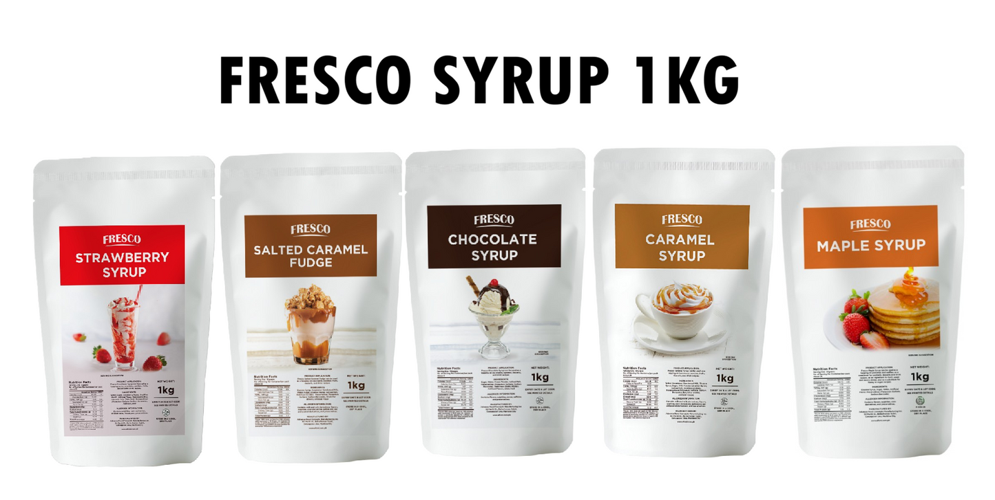 BUNDLE OF 2 - Fresco Maple, Chocolate, Caramel, Strawberry and Salted Caramel Syrup - 1kg