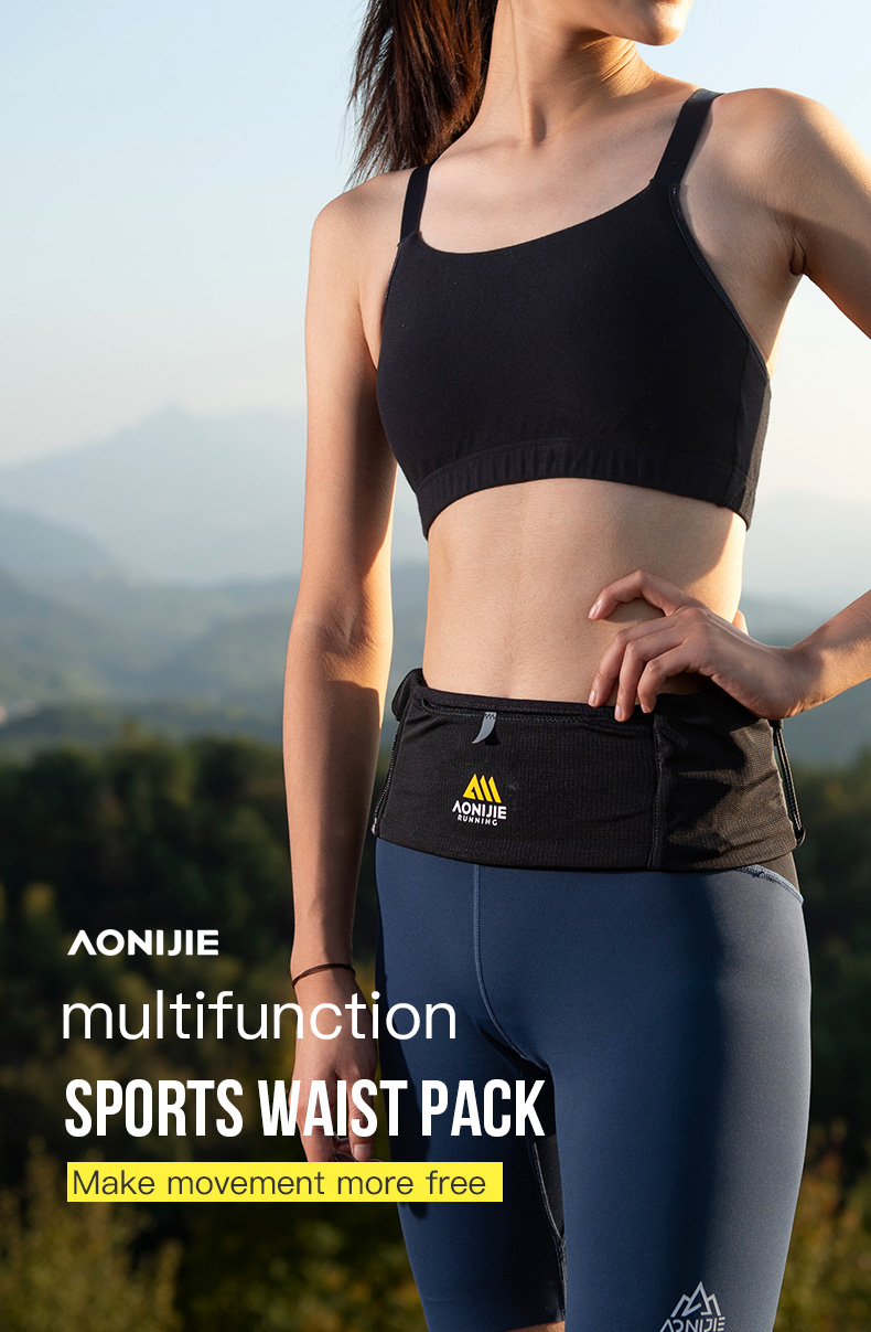 Aonijie W8122 Running BLACK WAIST BELT BAG