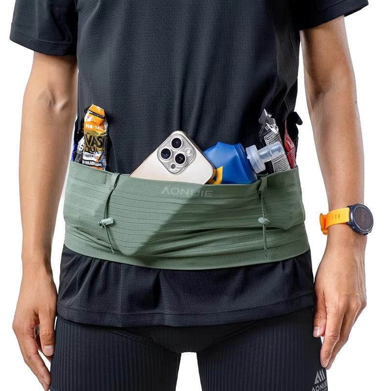 Aonijie GREEN Sports Waist bag with Bib Number Holder W8116 waist 60-122cm
