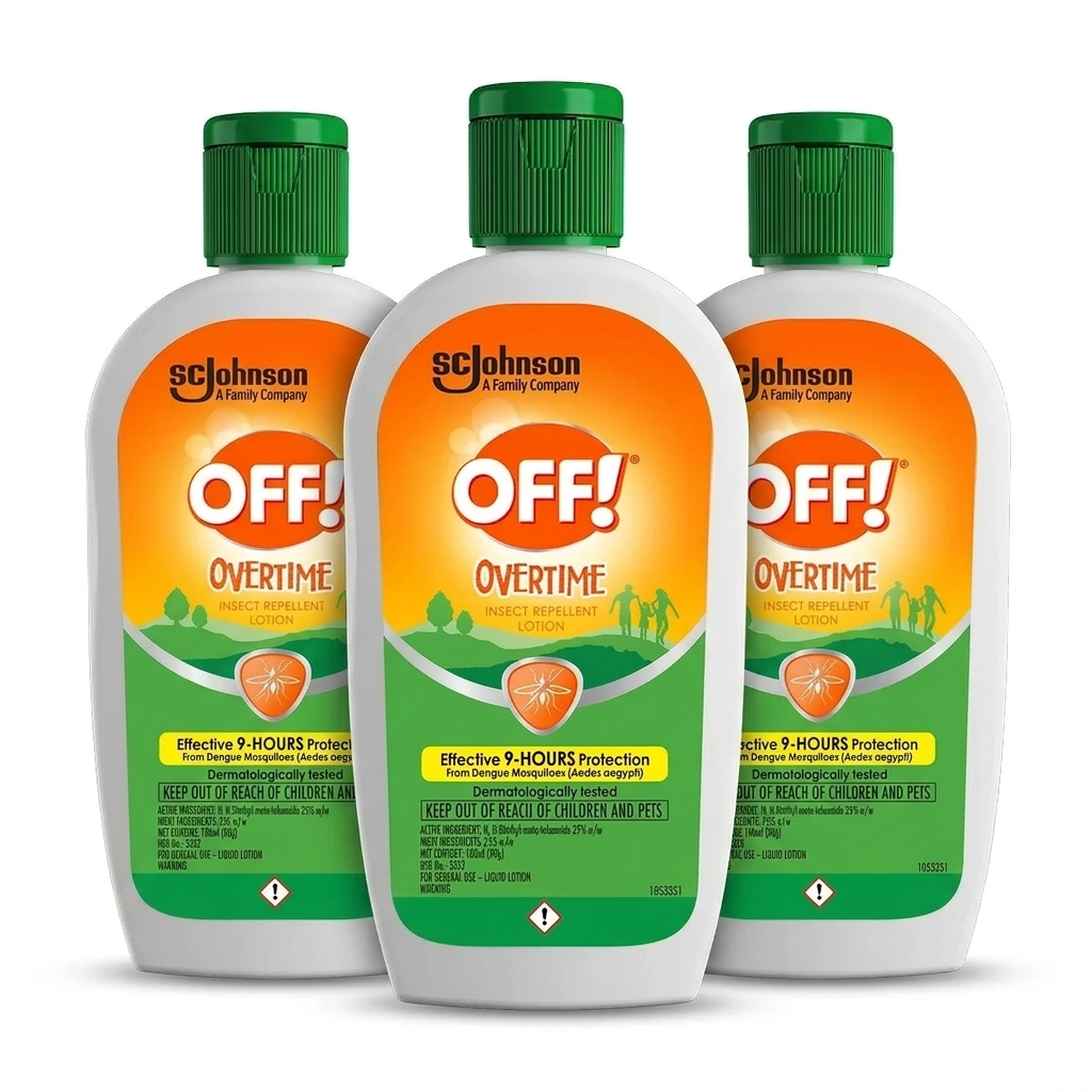 OFF! Mosquito Repellent Lotion - Overtime 100ml Pack of 3 DERMCOOL long lasting