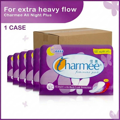 Charmee All Night Plus Feminine Pads 4s x 24 packs - 1 case