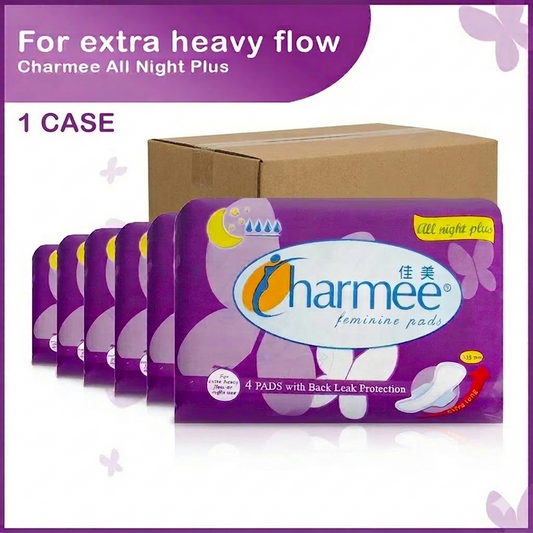 Charmee All Night Plus Feminine Pads 4s x 24 packs - 1 case