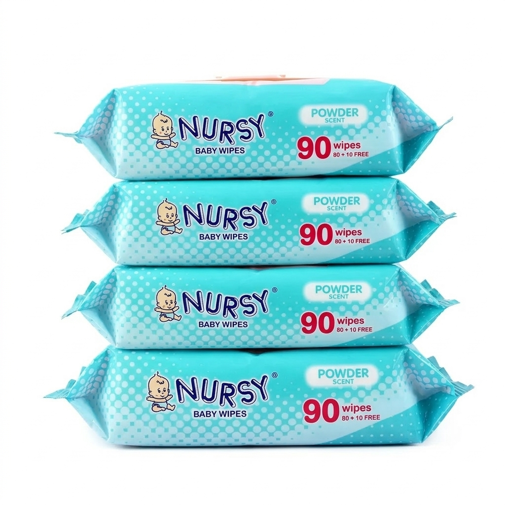 Nursy Baby Wipes in Powder Scent 90's - BUNDLE OF 4 and 24