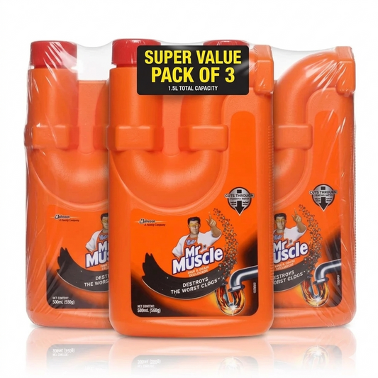 Mr. Muscle Drain Declogger 500ml -(Clear Tough Blockage) pack of 3