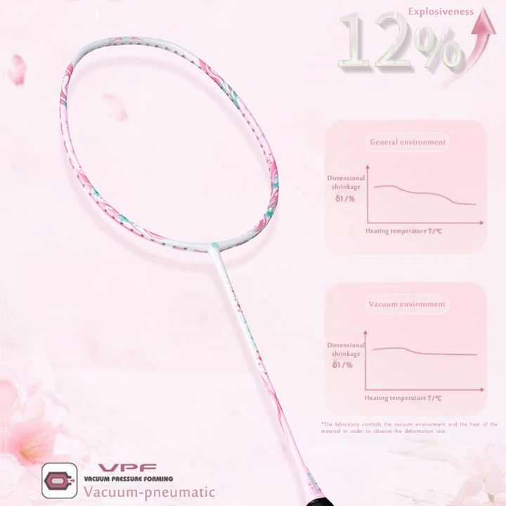 ALP SPORT TXCF 1pc 4U BADMINTON RACKET - ALP Cherry Carbon Fiber Pink & Purple Goddess Model with Leather Carrying Bag
