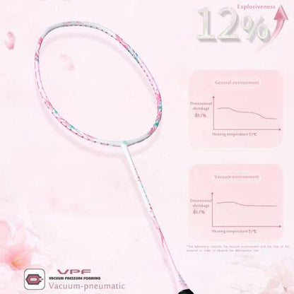 ALP SPORT TXCF 1pc 4U BADMINTON RACKET - ALP Cherry Carbon Fiber Pink & Purple Goddess Model with Leather Carrying Bag