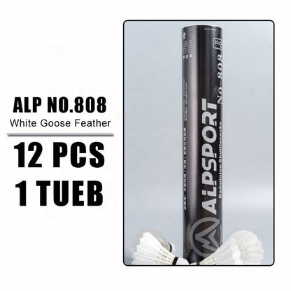 ALP SPORT SY808 - ALP 808 12pcs/Tube Shuttlecocks White Goose Feather 76-77 DUCK FEATHER BALL