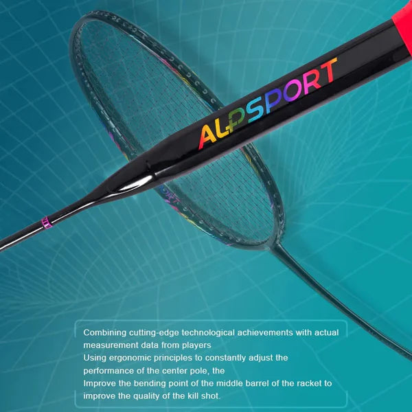 ALP SPORT 1pc - ALP BBQ2.0 8U Super Light Titanium Alloy 100% Full Carbon Fiber Badminton Racket 24-30Lbs  with Leather Carrying Bag