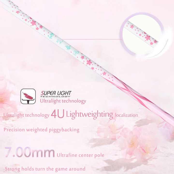 ALP SPORT TXCF 1pc 4U BADMINTON RACKET - ALP Cherry Carbon Fiber Pink & Purple Goddess Model with Leather Carrying Bag