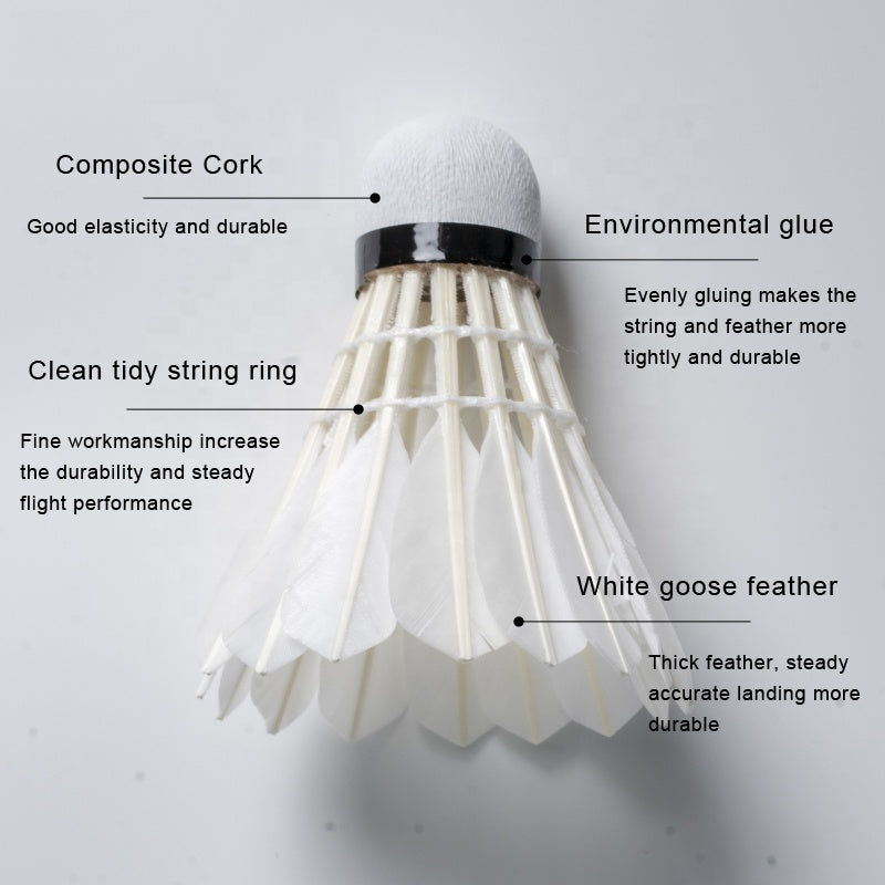 ALP SPORT SY808 - ALP 808 12pcs/Tube Shuttlecocks White Goose Feather 76-77 DUCK FEATHER BALL