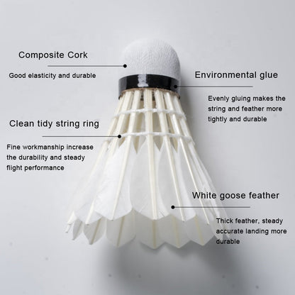 ALP SPORT SY808 - ALP 808 12pcs/Tube Shuttlecocks White Goose Feather 76-77 DUCK FEATHER BALL