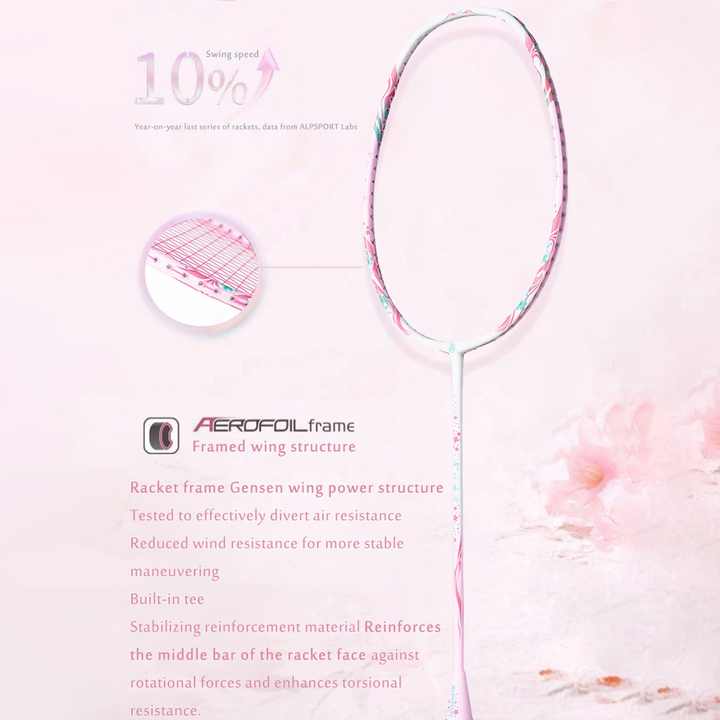 ALP SPORT TXCF 1pc 4U BADMINTON RACKET - ALP Cherry Carbon Fiber Pink & Purple Goddess Model with Leather Carrying Bag