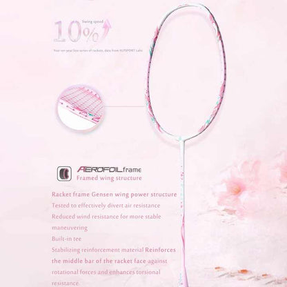 ALP SPORT TXCF 1pc 4U BADMINTON RACKET - ALP Cherry Carbon Fiber Pink & Purple Goddess Model with Leather Carrying Bag