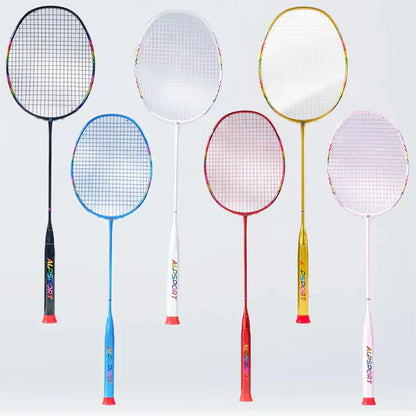 ALP SPORT 1pc - ALP BBQ2.0 8U Super Light Titanium Alloy 100% Full Carbon Fiber Badminton Racket 24-30Lbs  with Leather Carrying Bag